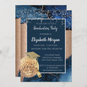 Glitzer GraduierCap, Disco Ball Marmorhalterung Einladung (Vorne/Hinten)