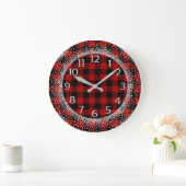 Glitzer-Grau nummeriert Büffel-Holzfäller rotes Große Wanduhr (Zuhause)