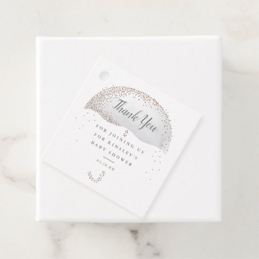 Glitzer graue Regenschirm Babydusche Danke Geschenkanhänger (Beispiel)