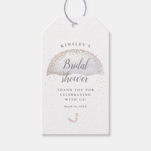 Glitzer graues Schirm Brautparty vielen Dank Geschenkanhänger (Vorderseite)