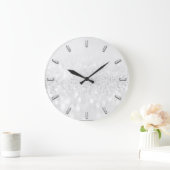 Glitzer Gray Silver Gray Monochrome Metallic Lux Große Wanduhr (Zuhause)