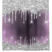 Glitzer Gray Spark Tropfen Rosa Elegant Duschvorhang (Vorderseite)