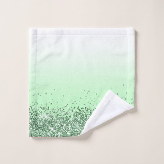 Glitzer Green Badhandtuch Set (Waschlappen)