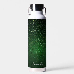 Glitzer Green Monogram Name Personalisiert Trinkflasche