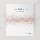 Glitzer Grenze, Rose Gold und Weiß Personalisiert Platzkarte (Außenseite Aufgefaltet)