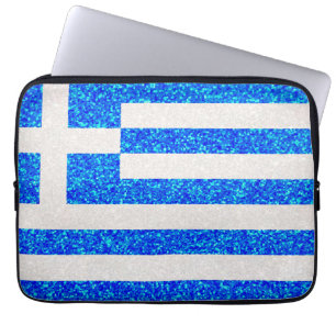 Glitzer Griechenland-Flagge Notebook-Ärmel Laptopschutzhülle