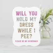 Glitzer-Griff mein Kleid, während ich | Einladung (Stehend Vorderseite)