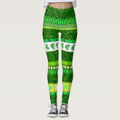 Glitzer grün, Kleeblatt, Klee Patrick's Day Leggings (Vorderseite)