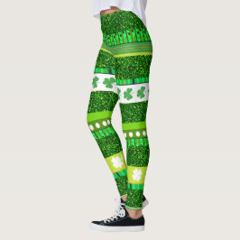 Glitzer grün, Kleeblatt, Klee Patrick's Day Leggings