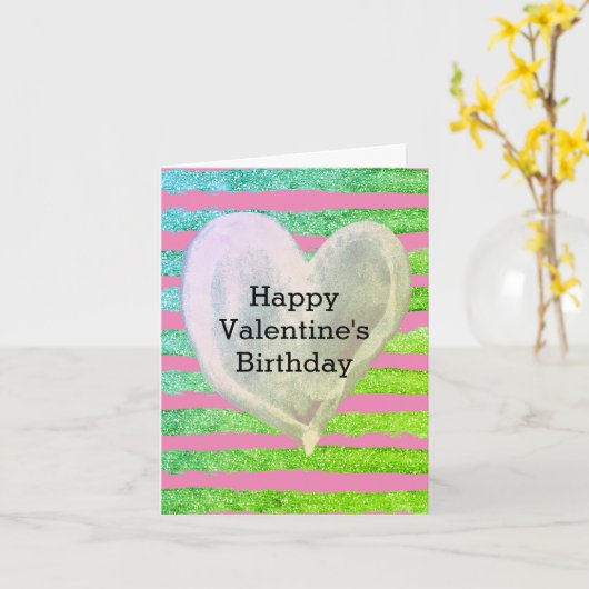 Glitzer Grün und Gold Herzstück Valentine Geburtst Karte (Gelbe Blume)