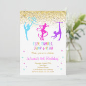 Glitzer Gymnastic Geburtstagseinladung Einladung (Stehend Vorderseite)