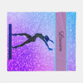 Glitzer Gymnastik Beam Blue und Lila Fleecedecke (Vorderseite (Horizontal))