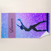Glitzer Gymnastik Beam Blue und Lila Strandtuch (Vorderseite)