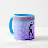 Glitzer Gymnastik Beam Blue und Lila Tasse (Vorderseite Links)