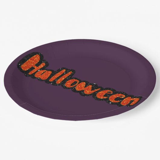 Glitzer Halloween Pappteller (Schrägansicht)