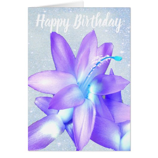 *~* Glitzer Happy Birthday Blume Blue Customize (Vorne)