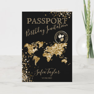 Glitzer Happy Birthday Passport-Karte für jedes Al Einladung
