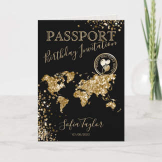 Glitzer Happy Birthday Passport-Karte für jedes Al Einladung
