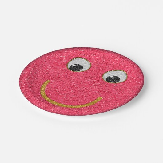 Glitzer Happy Face 14-Paper Party Teller (Schrägansicht)