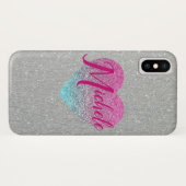 Glitzer Heart Mit Monogramm Case-Mate iPhone Hülle (Rückseite (Horizontal))