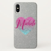 Glitzer Heart Mit Monogramm Case-Mate iPhone Hülle (Rückseite)