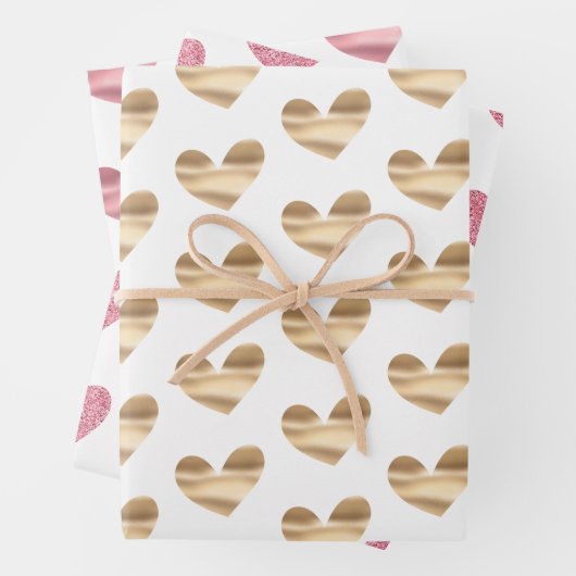 Glitzer Hearts Geschenkpapier Set (Beispiel)