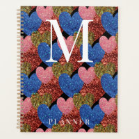 Glitzer Hearts Modern Glam Monogram