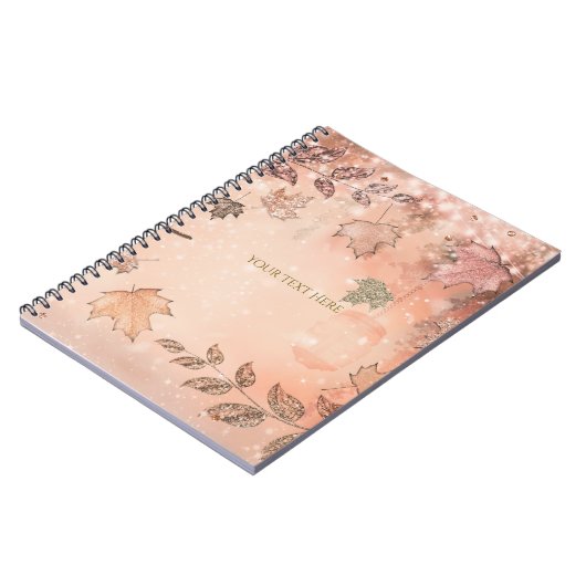 Glitzer Herbstlaub Winter Goldener Herbst Winter Notizblock (Linke Seite)