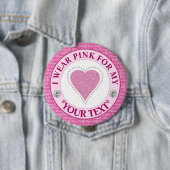 Glitzer Herz Brustkrebs-Bewusstseins-Design Button (Beispiel)
