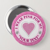 Glitzer Herz Brustkrebs-Bewusstseins-Design Button (Vorne & Hinten)