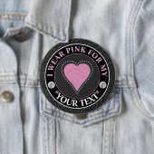 Glitzer Herz Brustkrebs-Bewusstseins-Design Button (Beispiel)