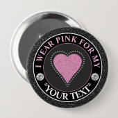 Glitzer Herz Brustkrebs-Bewusstseins-Design Button (Vorne & Hinten)