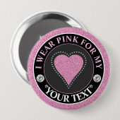 Glitzer Herz Brustkrebs-Bewusstseins-Design Button (Vorne & Hinten)