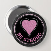 Glitzer Herz Brustkrebs-Bewusstseins-Design Button (Vorne & Hinten)