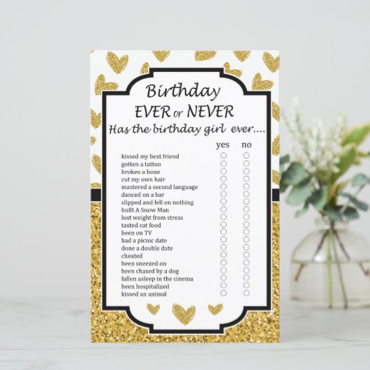 Glitzer-Herz Geburtstag oder nie Spiel (Stehend Vorderseite)