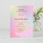 Glitzer Herz, Kleid Holografisches Brautparty Einladung (Stehend Vorderseite)