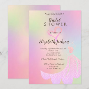 Glitzer Herz, Kleid Holografisches Brautparty Einladung