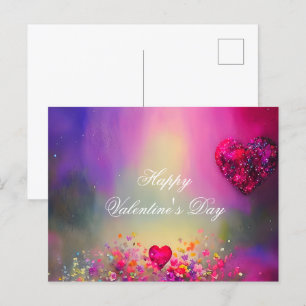 Glitzer-Herz-und-Blumen-Valentinstag Postkarte