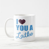 Glitzer Herz und Latkes Kaffeetasse (Links)