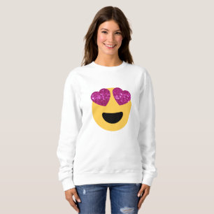 Glitzer Herzauge Emoji Frauen Sweatshirt