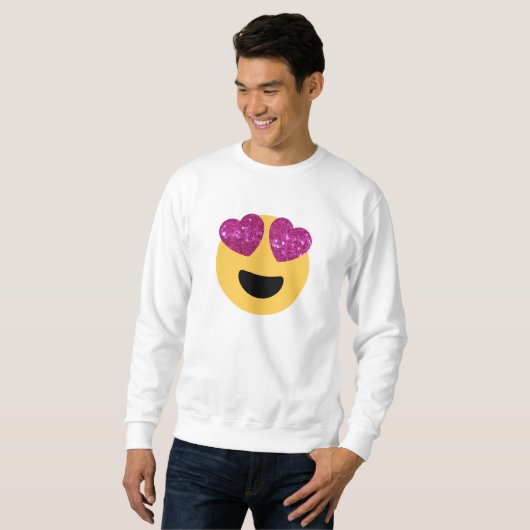 Glitzer Herzauge Emoji Herren Sweatshirt (Vorne ganz)