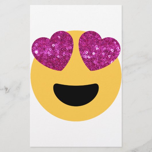 Glitzer-Herzaugen-Emoji Briefpapier (Vorderseite)