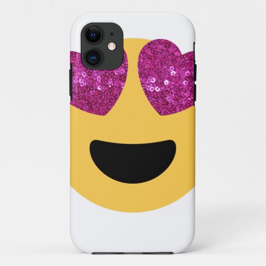 Glitzer-Herzaugen-Emoji Case-Mate iPhone Hülle (Rückseite)
