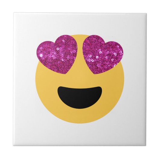 Glitzer-Herzaugen-Emoji Fliese (Vorderseite)