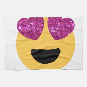 Glitzer-Herzaugen-Emoji Handtuch
