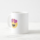 Glitzer-Herzaugen-Emoji Kaffeetasse (Vorderseite Links)