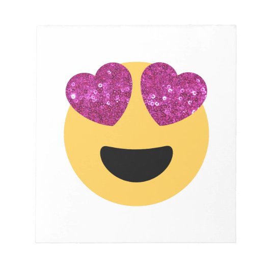 Glitzer-Herzaugen-Emoji Notizblock (Vorderseite)