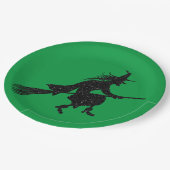 Glitzer Hexensche Silhouette Halloween Pappteller (Schrägansicht)