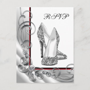 Glitzer-High-Heel-Schuh RSVP Einladungspostkarte
