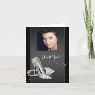 Glitzer High Heel Schuhe Foto Dankeskarten Dankeskarte